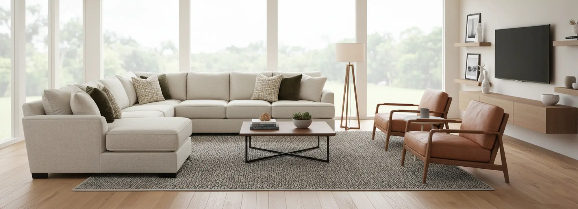 Tranquility Light Beige 3-Piece Extended Sectional | RC Willey