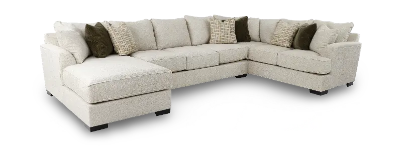 Tranquility Beige 3 Piece Sectional with Sofa Bed