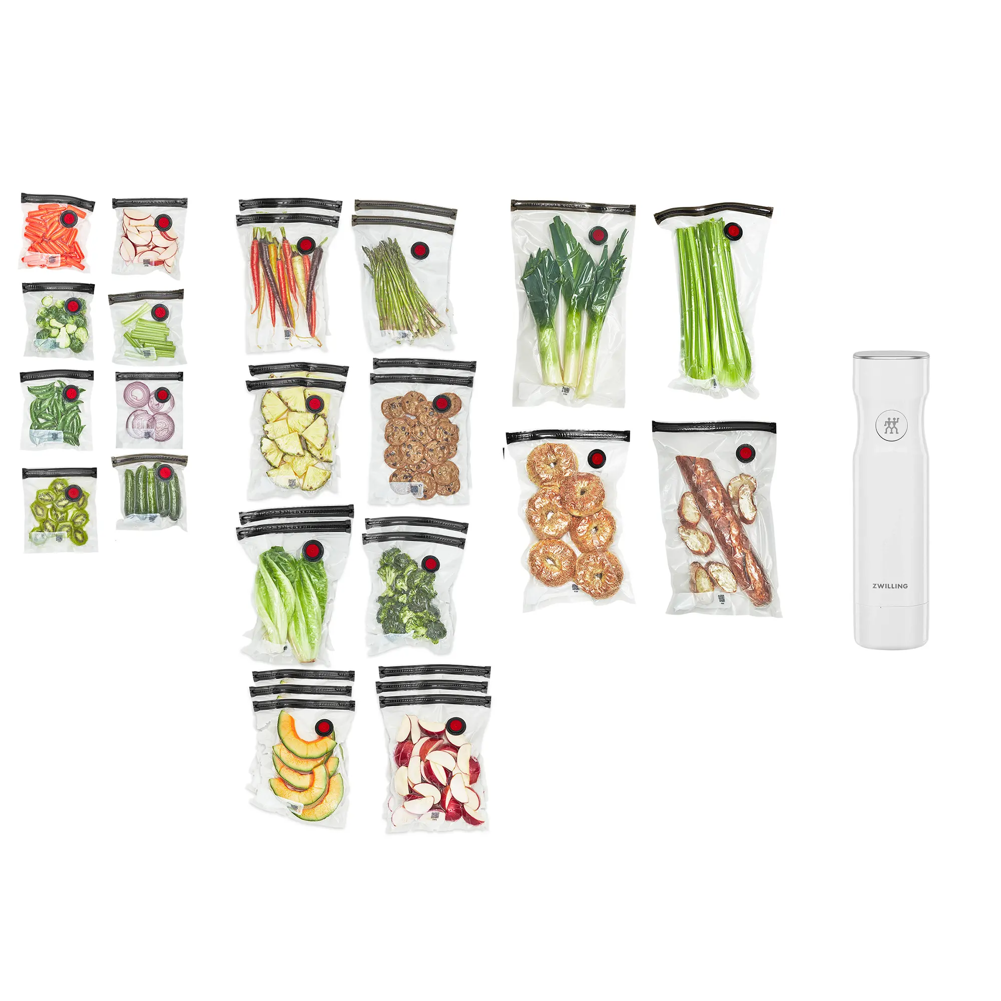ZWILLING Fresh & Save 30-pc Assorted Sizes Vacuum Sealer Bags, Reusable Sous Vide Bags with Vacuum Pump-1