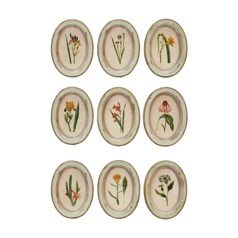 Assorted Wood Framed Flower Wall Decor