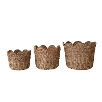 DF8277/LRG Large Scallop Edge Braided Rattan Bankuan Basket