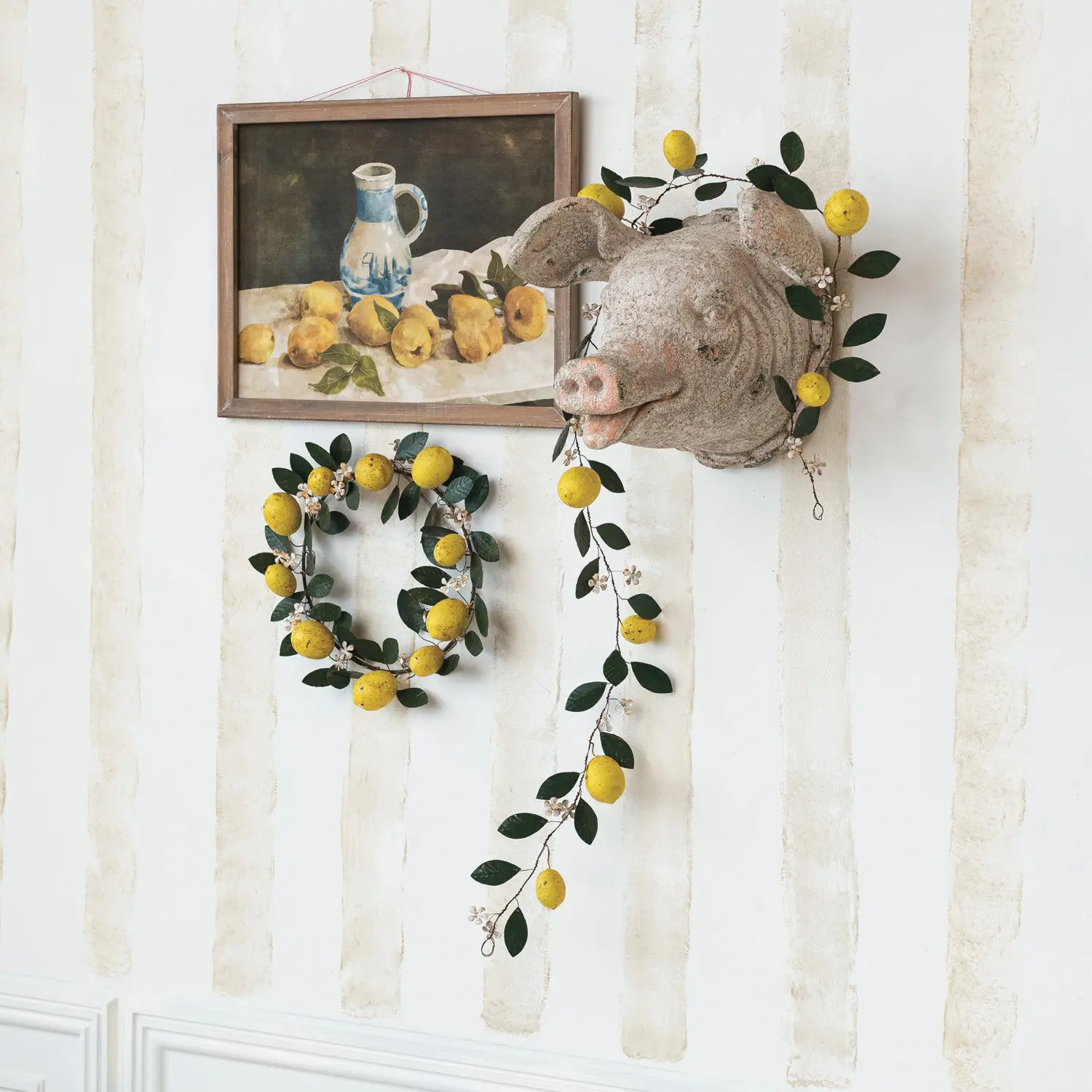 DF9544 Hand-Painted Lemon Vintage Wreath-2