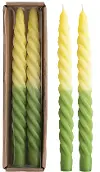 CD2227 Unscented Twisted Taper Candles - Green and Yellow