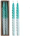 CD2226 Unscented Twisted Taper Candle - Teal and White
