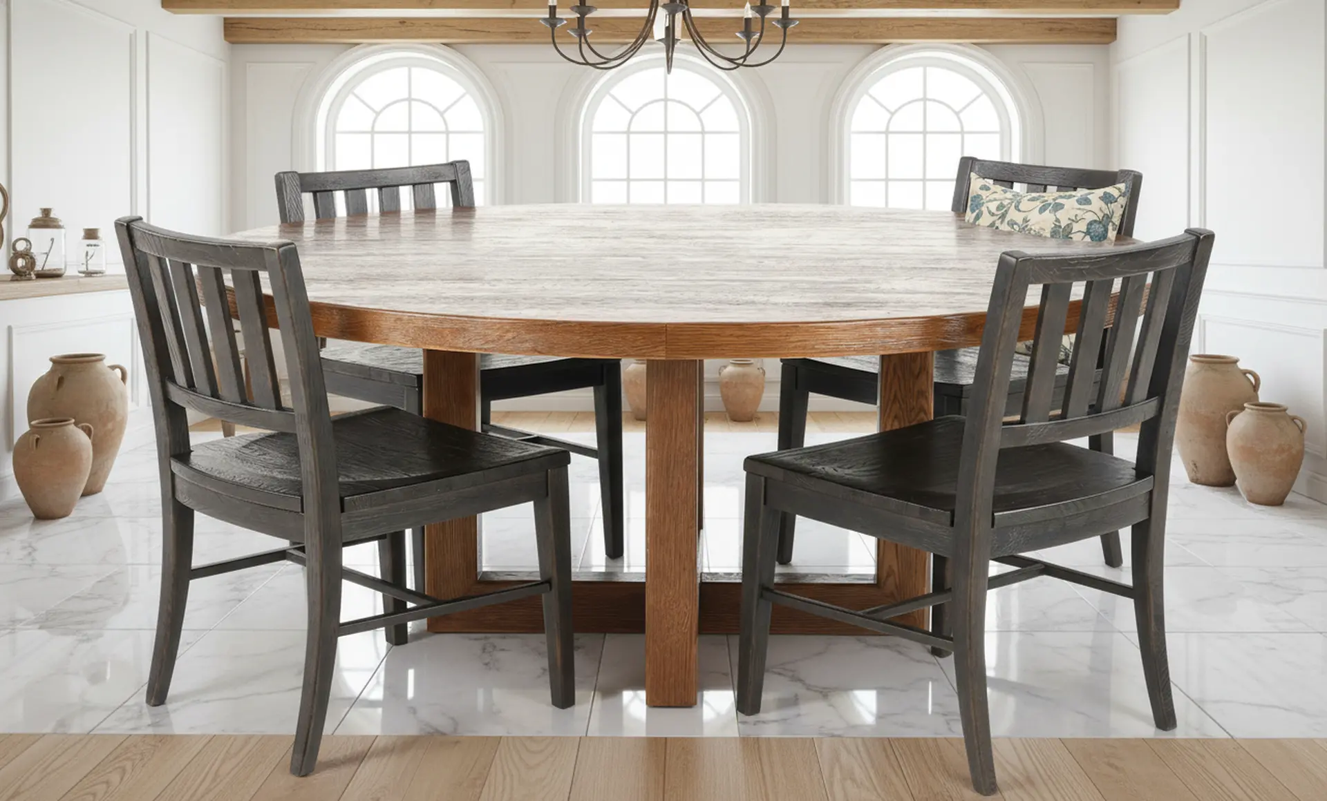 5PC:6820-BENNETT Bennett Dark Brown 5-Piece Round Dining Set-12