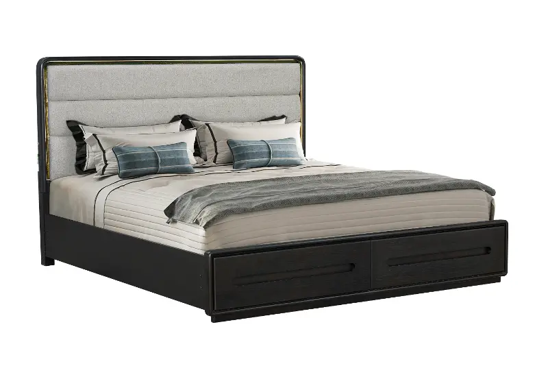 Polaris Espresso King Upholstered Storage Bed