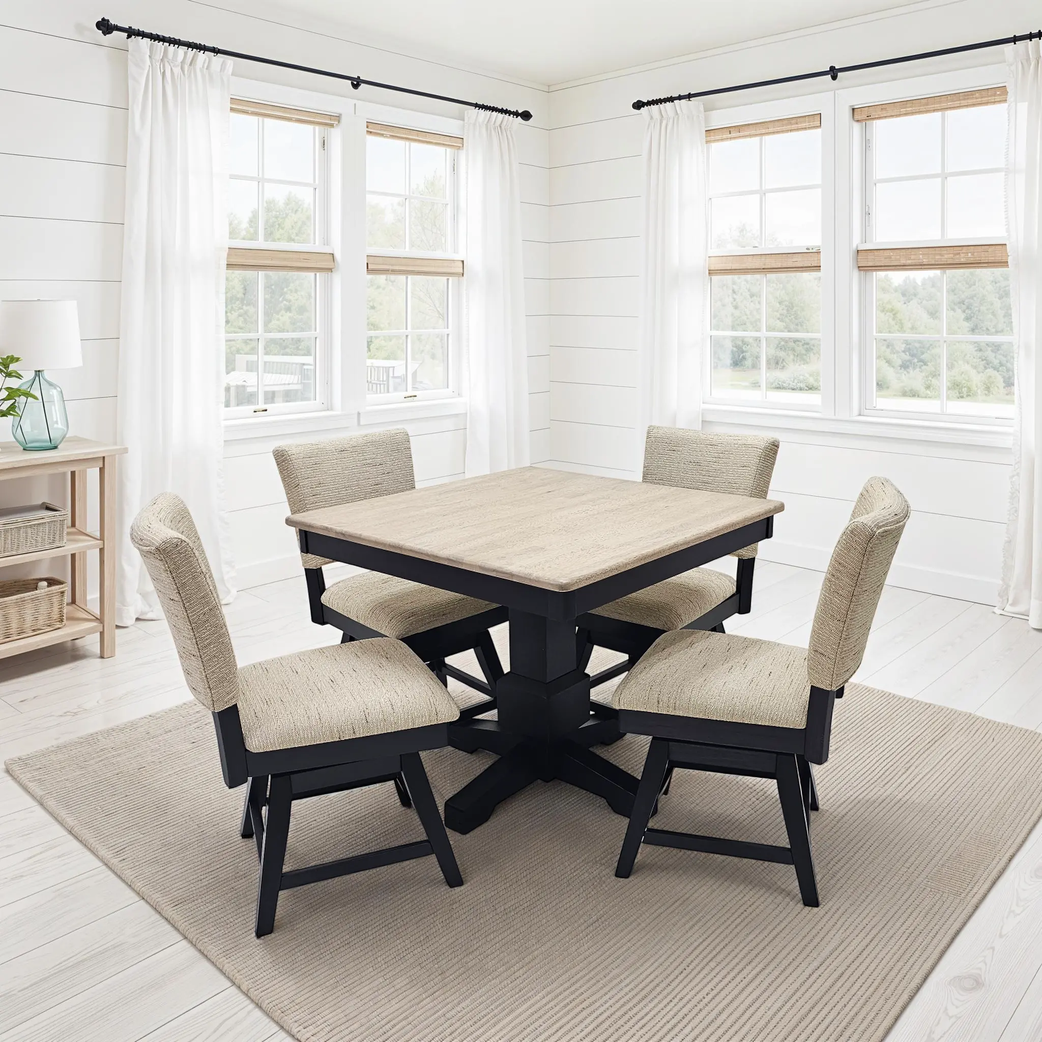 Riviera Dark Brown and Natural 5 Piece Dining Set-1