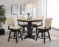 Riviera Espresso and Natural 5-Piece Counter-Height Dining Set