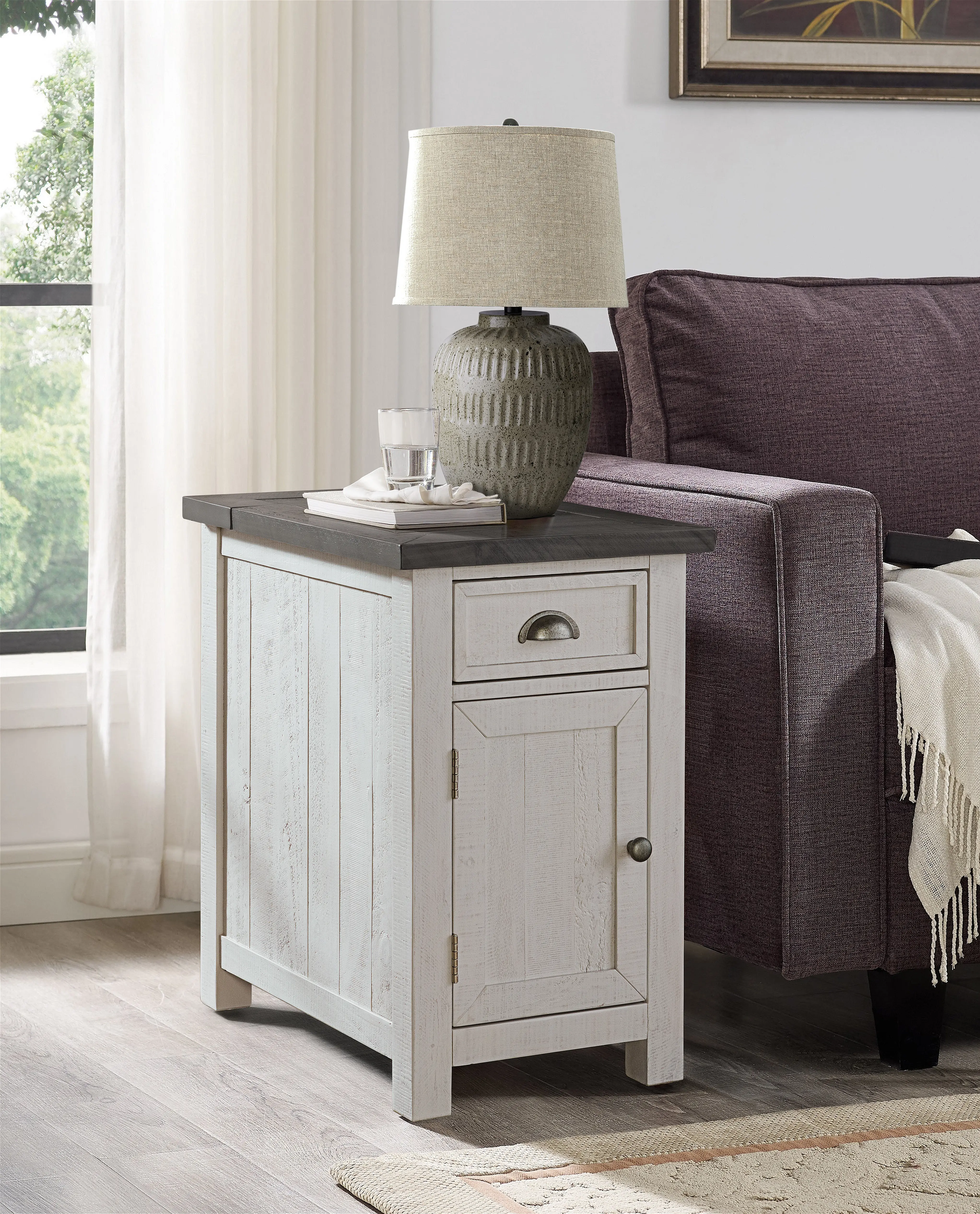 Monterey White and Brown End Table-2