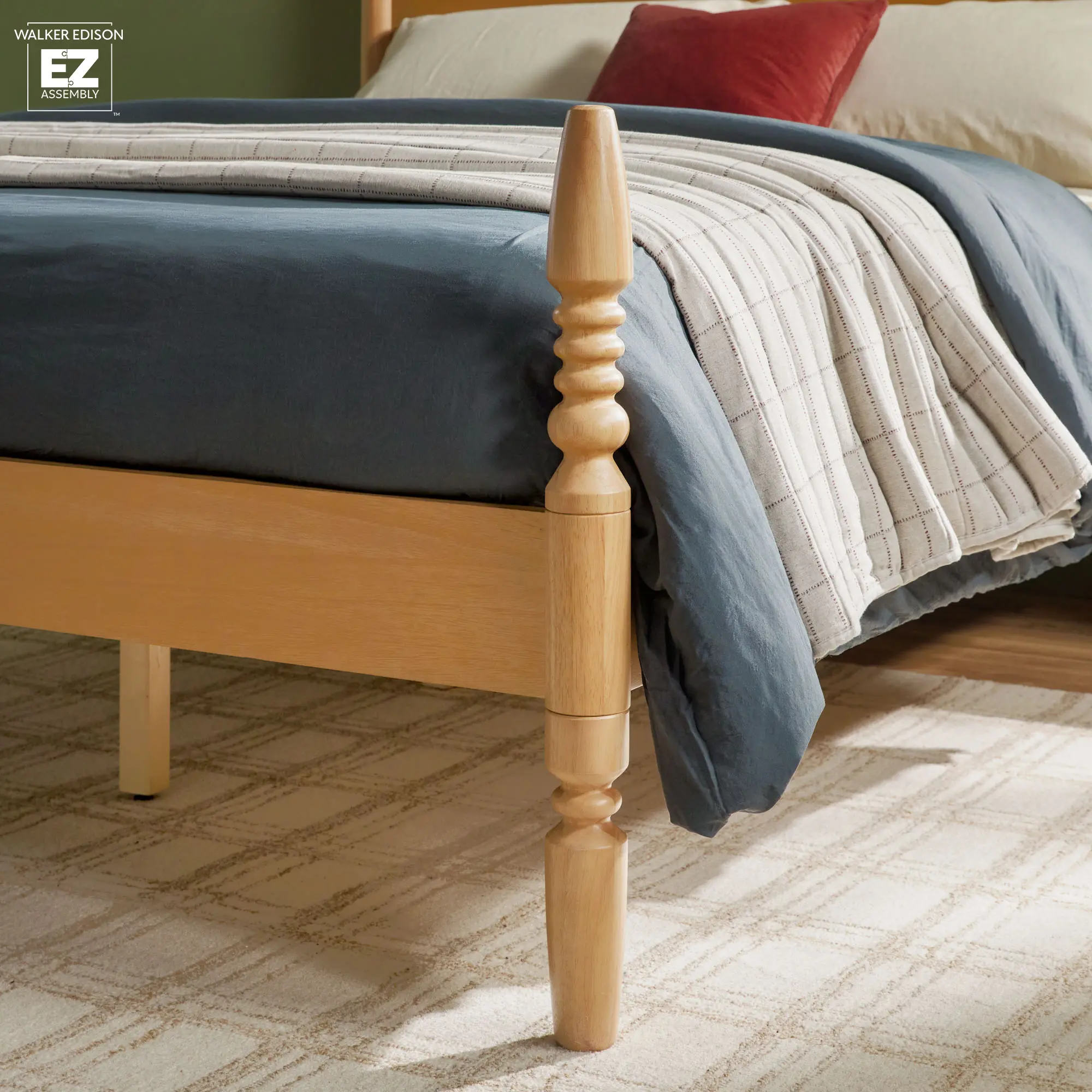 WEVIV03QB2NA1 Vivienne Natural Wood Queen Spindle Post Bed-7