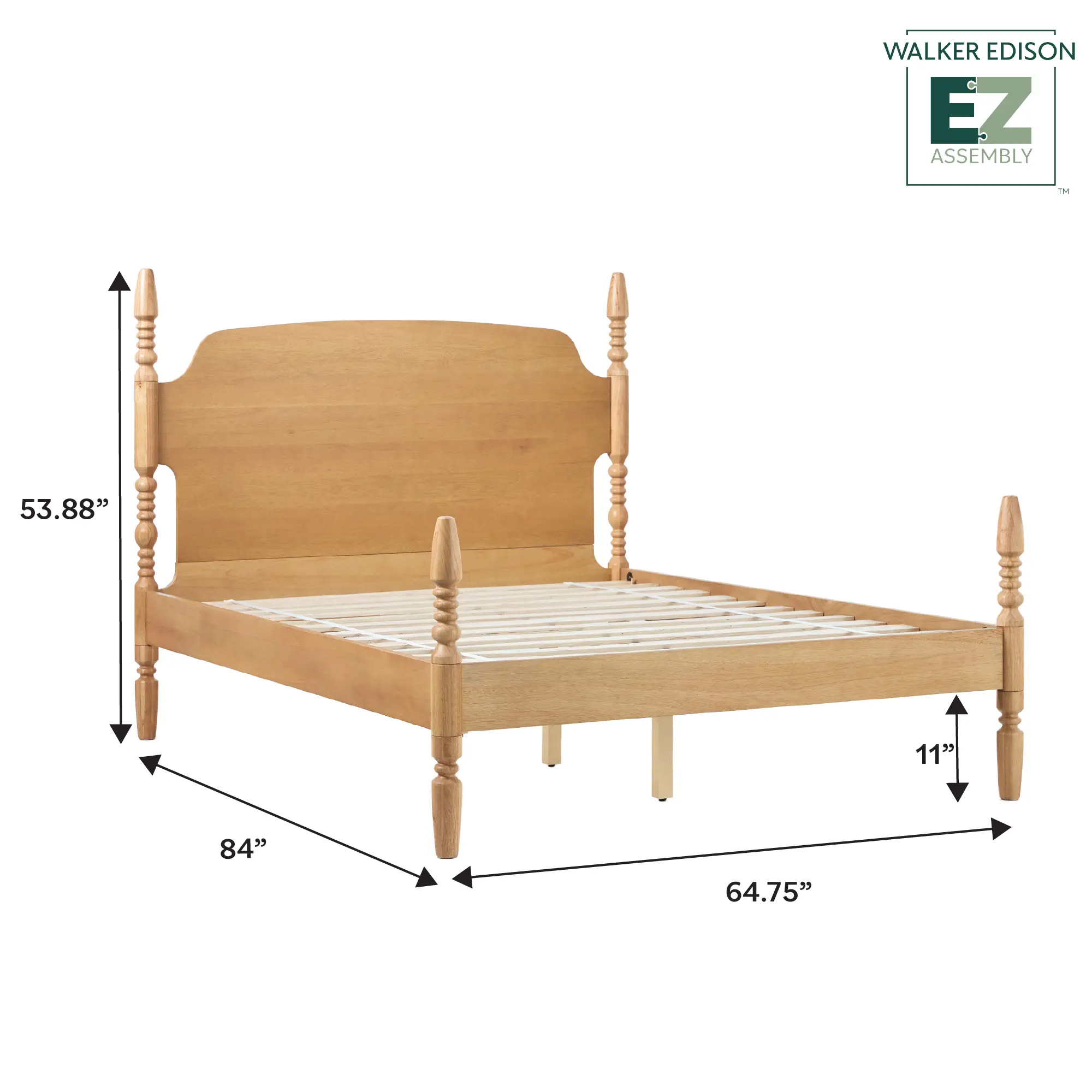 WEVIV03QB2NA1 Vivienne Natural Wood Queen Spindle Post Bed-9