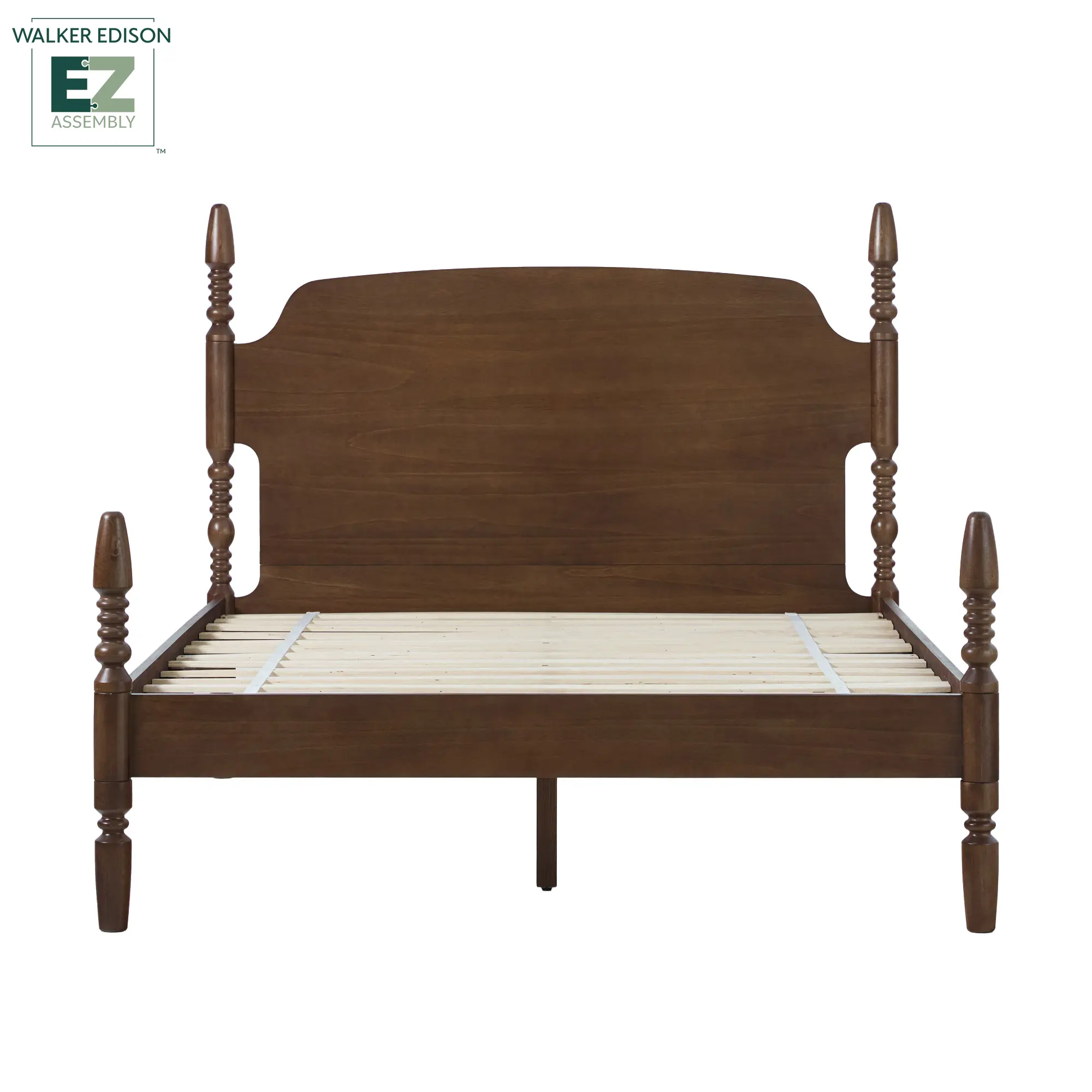 WEVIV03QB2BR1 Vivenne Dark Wood Queen Spindle Post Bed-1