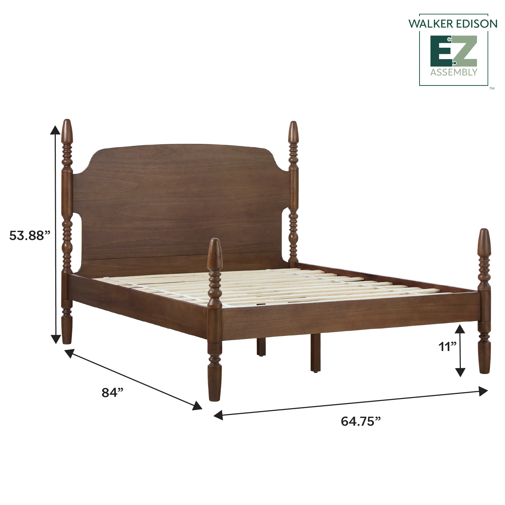 WEVIV03QB2BR1 Vivenne Dark Wood Queen Spindle Post Bed-8
