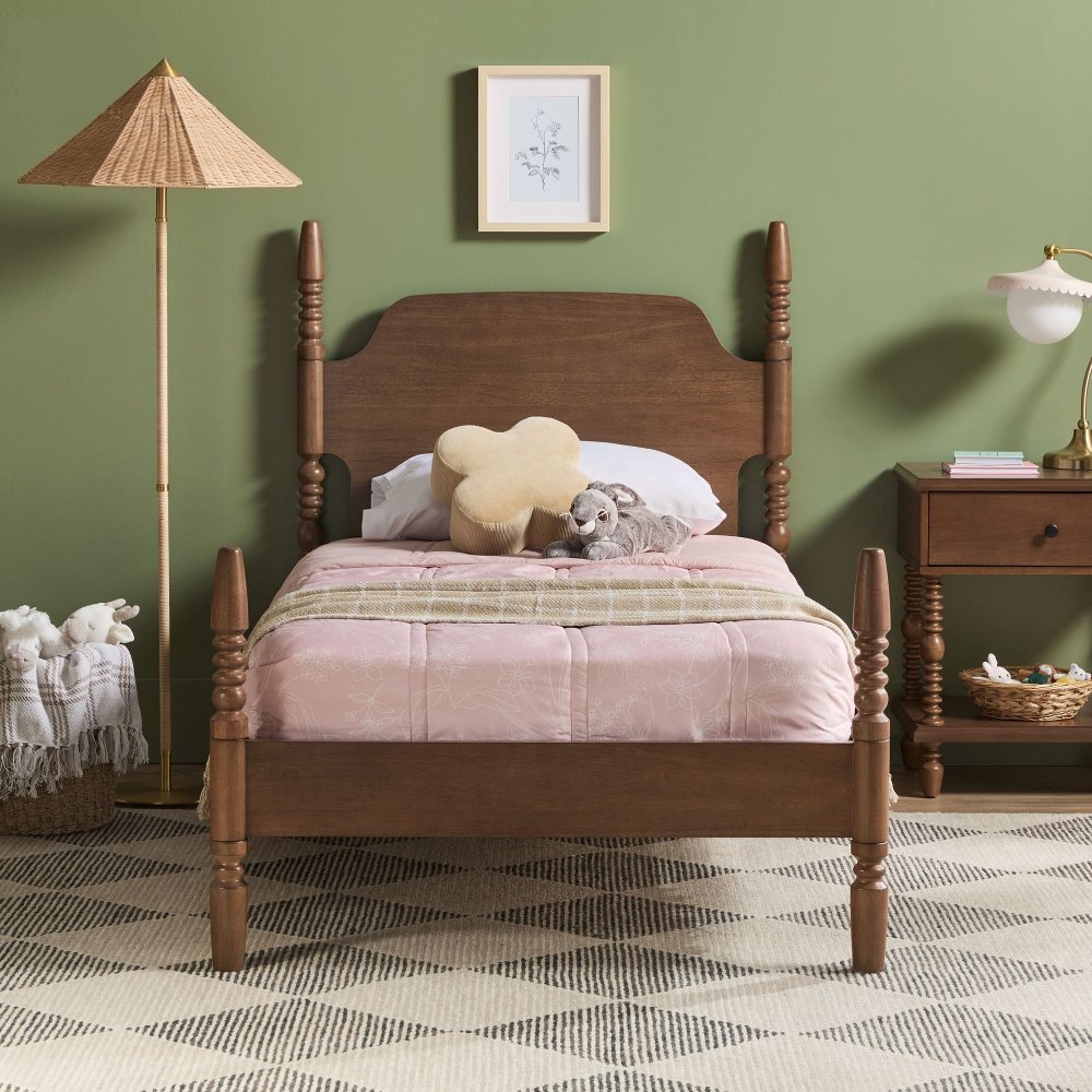 Vivienne Dark Wood Twin Spindle Post Bed