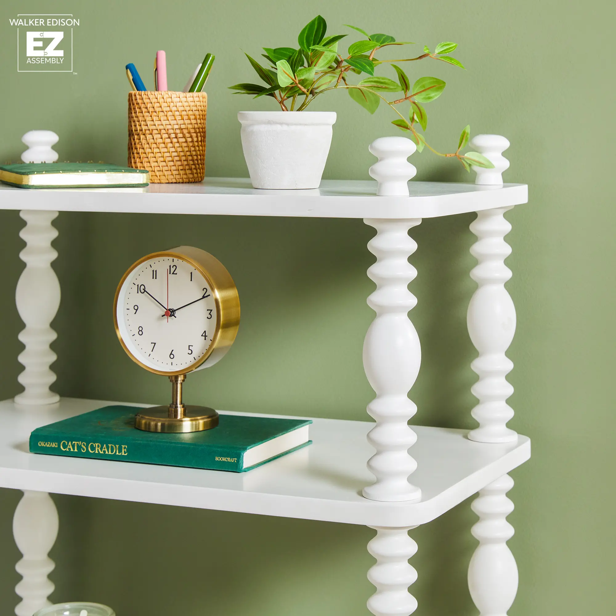 WEVIV41482WH1 Vivienne White Wood Spindle Short Bookshelf-5