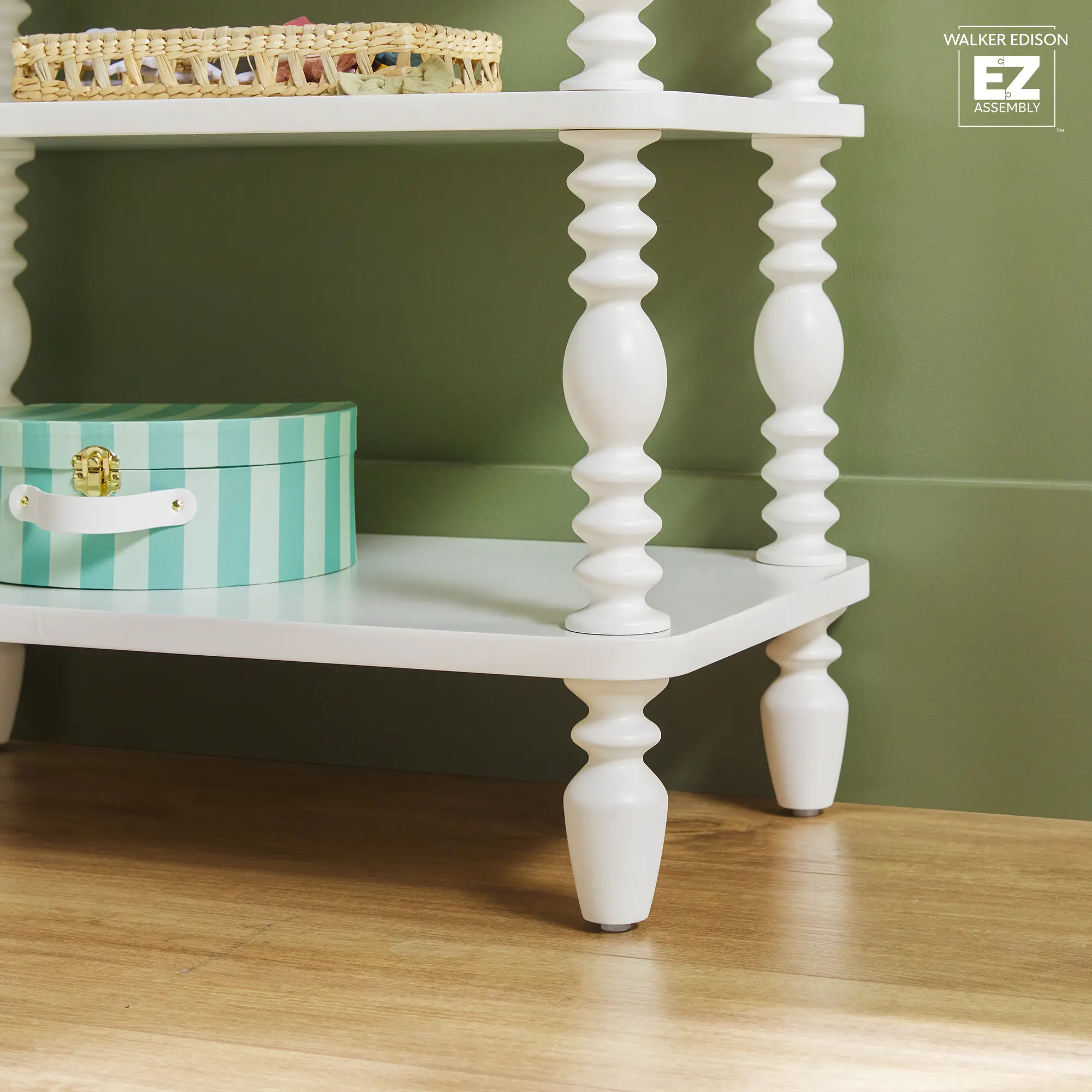WEVIV41482WH1 Vivienne White Wood Spindle Short Bookshelf-6