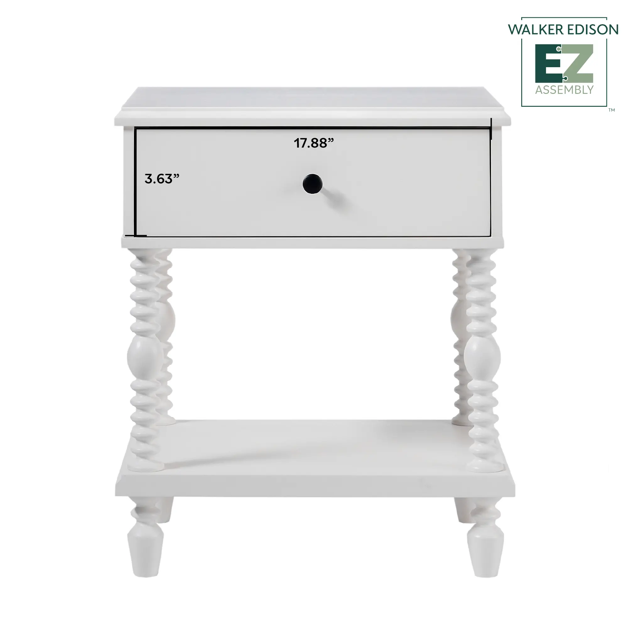 WEVIV011D2WH1 Vivienne White Wood Spindle 1-Drawer Nightstand-11