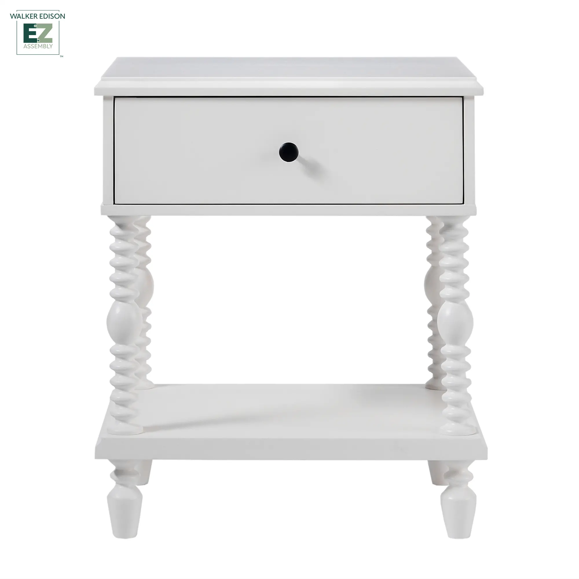 WEVIV011D2WH1 Vivienne White Wood Spindle 1-Drawer Nightstand-1