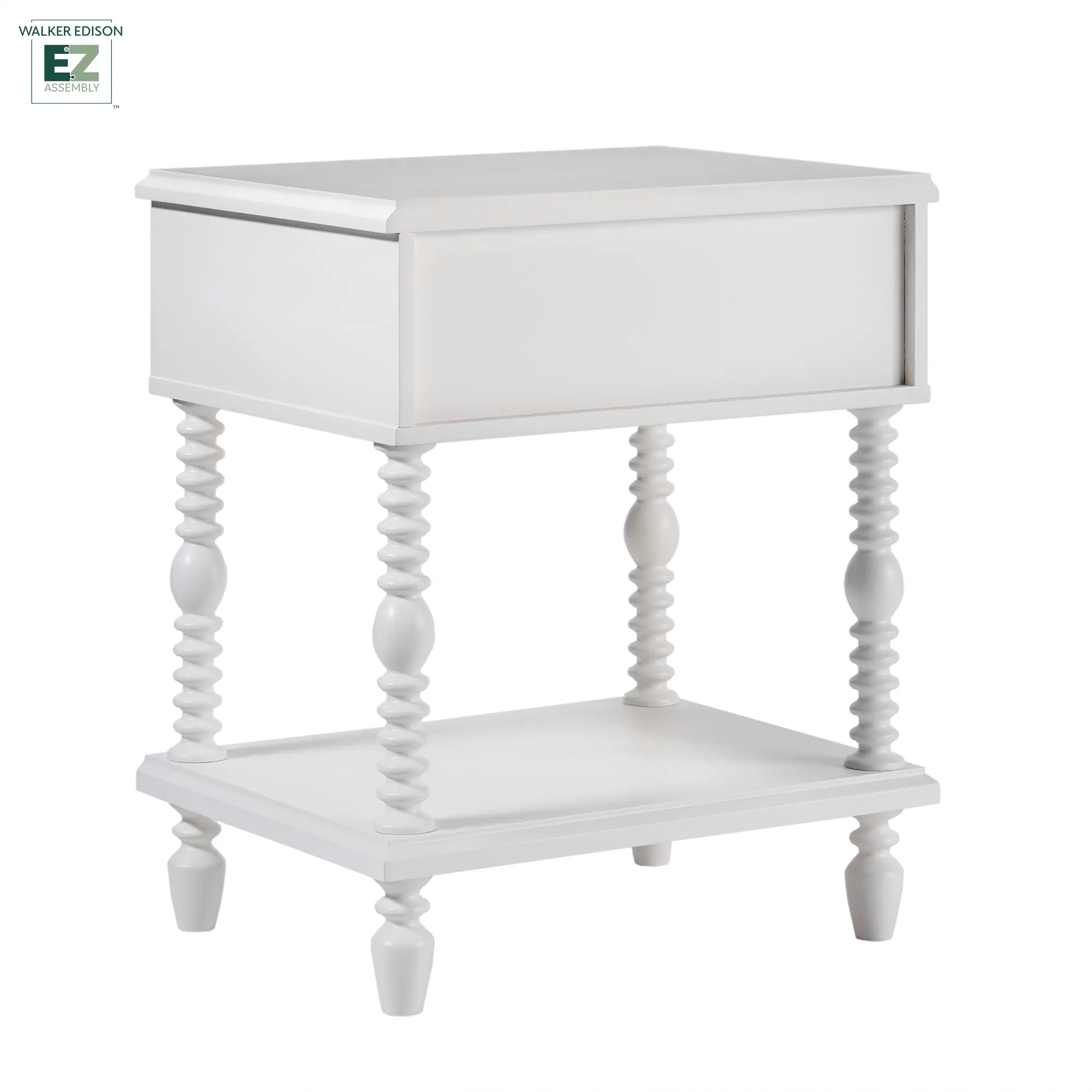 WEVIV011D2WH1 Vivienne White Wood Spindle 1-Drawer Nightstand-9