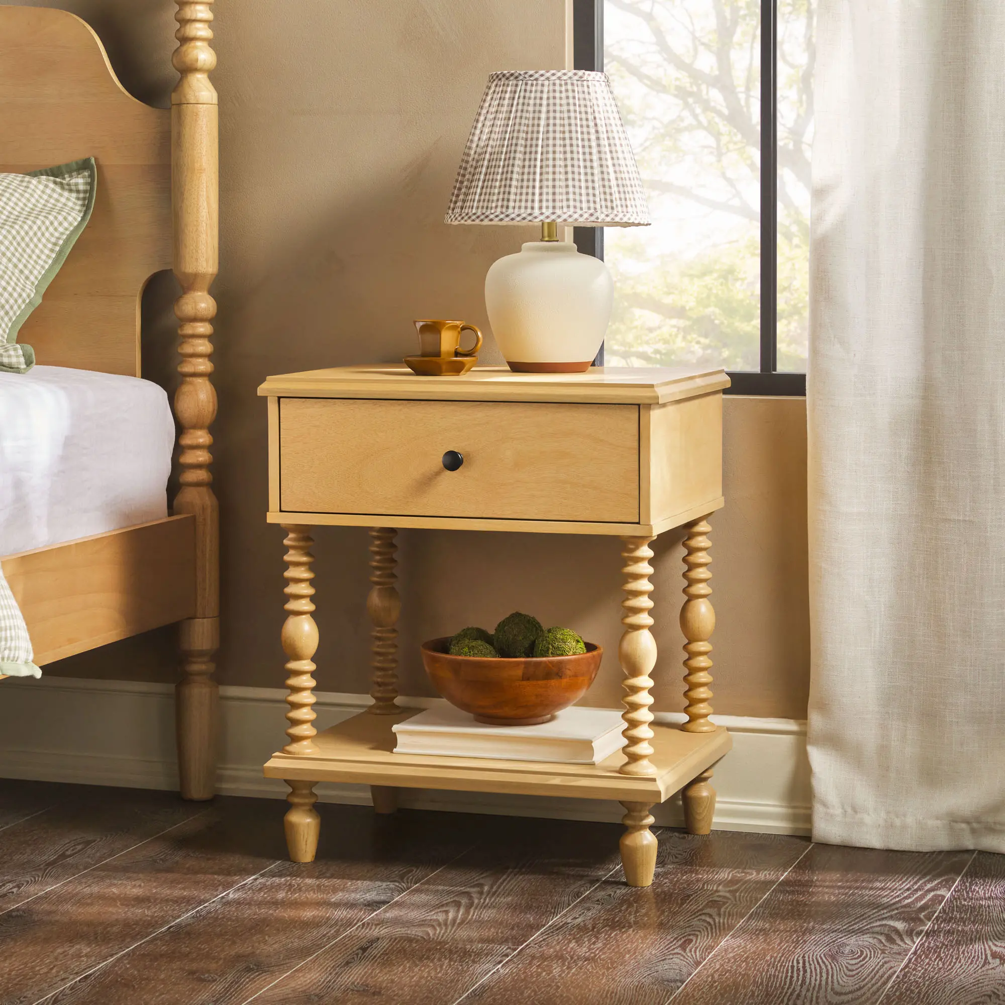 WEVIV011D2NA1 Vivienne Natural Wood Spindle 1-Drawer Nightstand-2