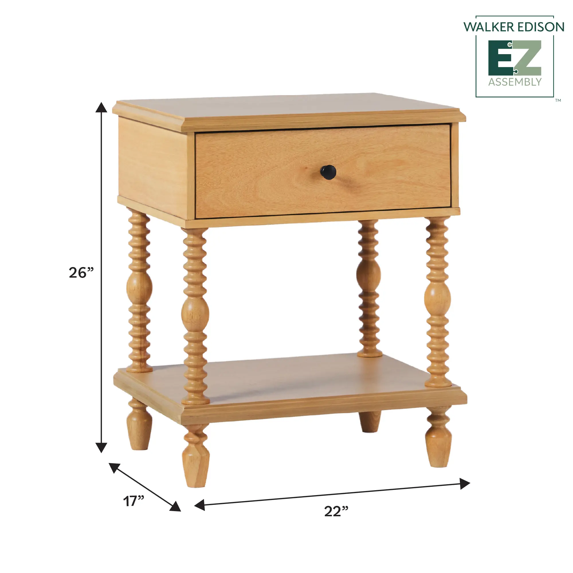 WEVIV011D2NA1 Vivienne Natural Wood Spindle 1-Drawer Nightstand-10