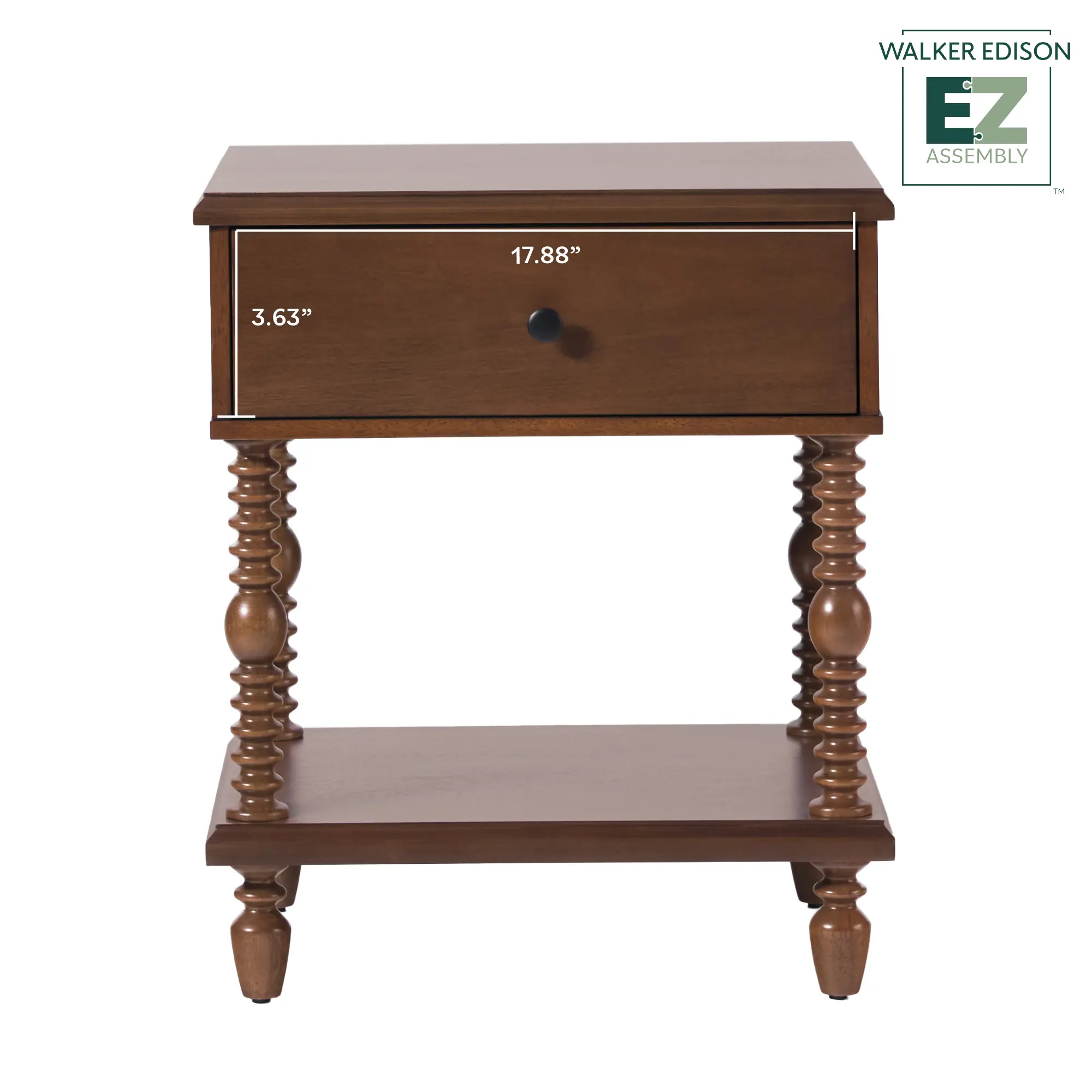 WEVIV011D2BR1 Vivienne Dark Wood Spindle 1-Drawer Nightstand-11