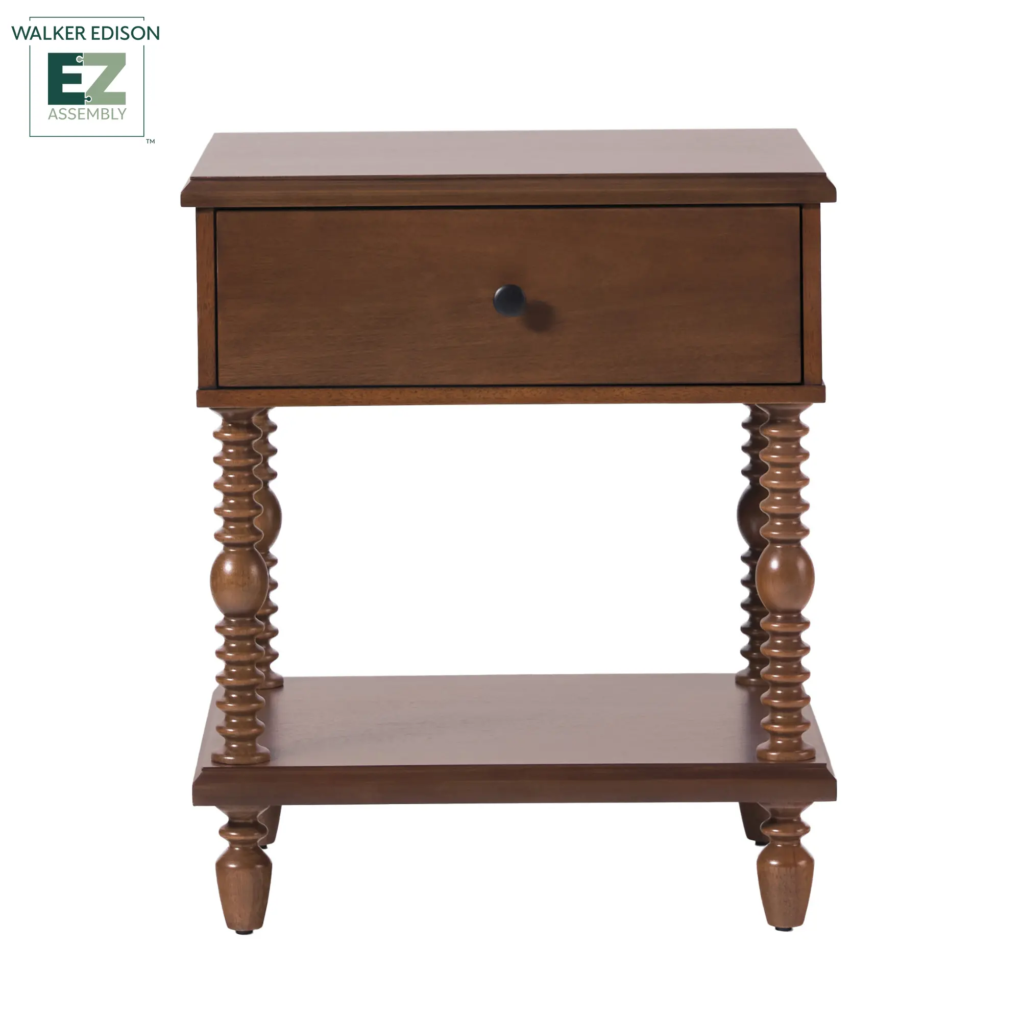 WEVIV011D2BR1 Vivienne Dark Wood Spindle 1-Drawer Nightstand-1