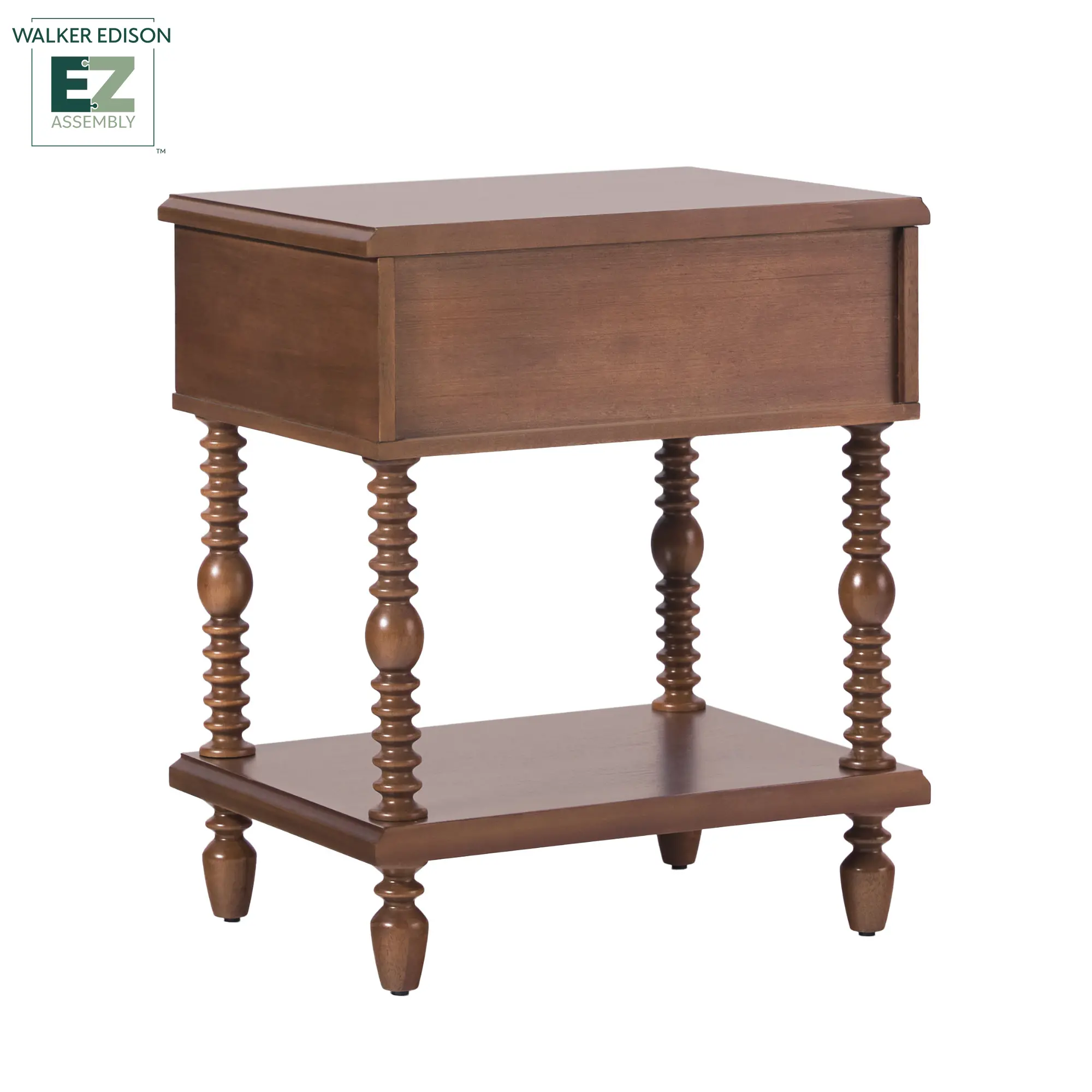 WEVIV011D2BR1 Vivienne Dark Wood Spindle 1-Drawer Nightstand-9