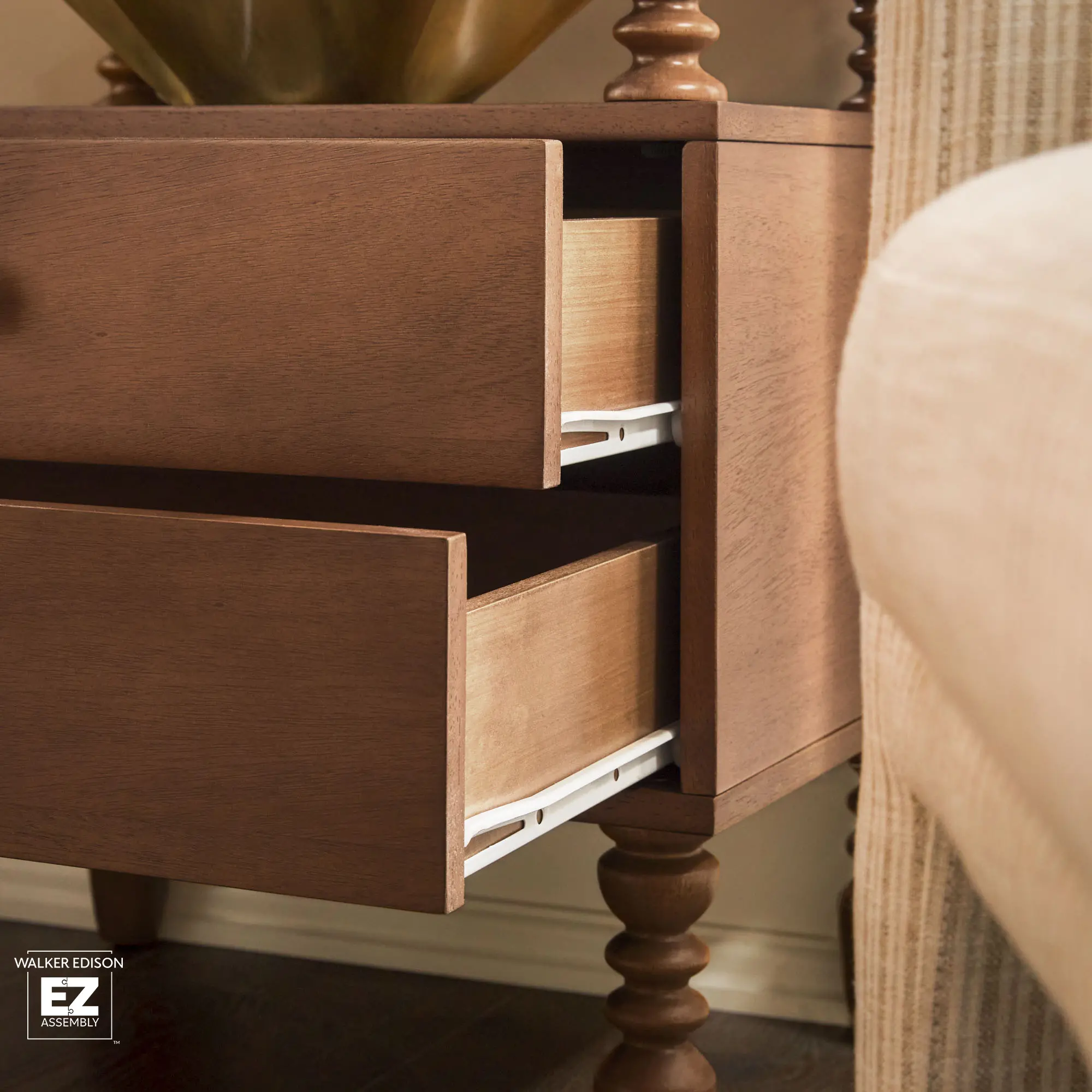 WEVIV012D2BR1 Vivienne Dark Wood Spindle 2-Drawer Nightstand-7