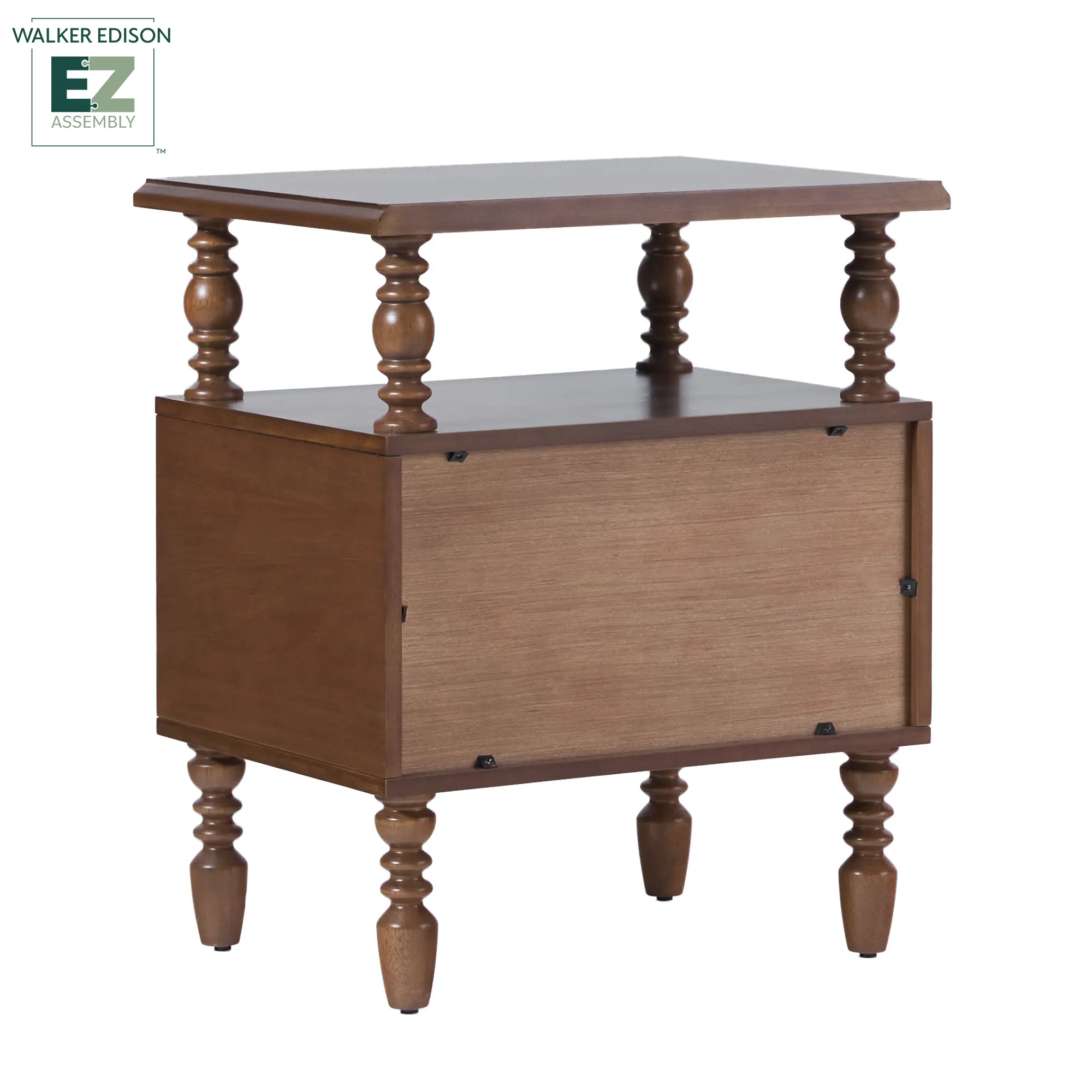 WEVIV012D2BR1 Vivienne Dark Wood Spindle 2-Drawer Nightstand-9
