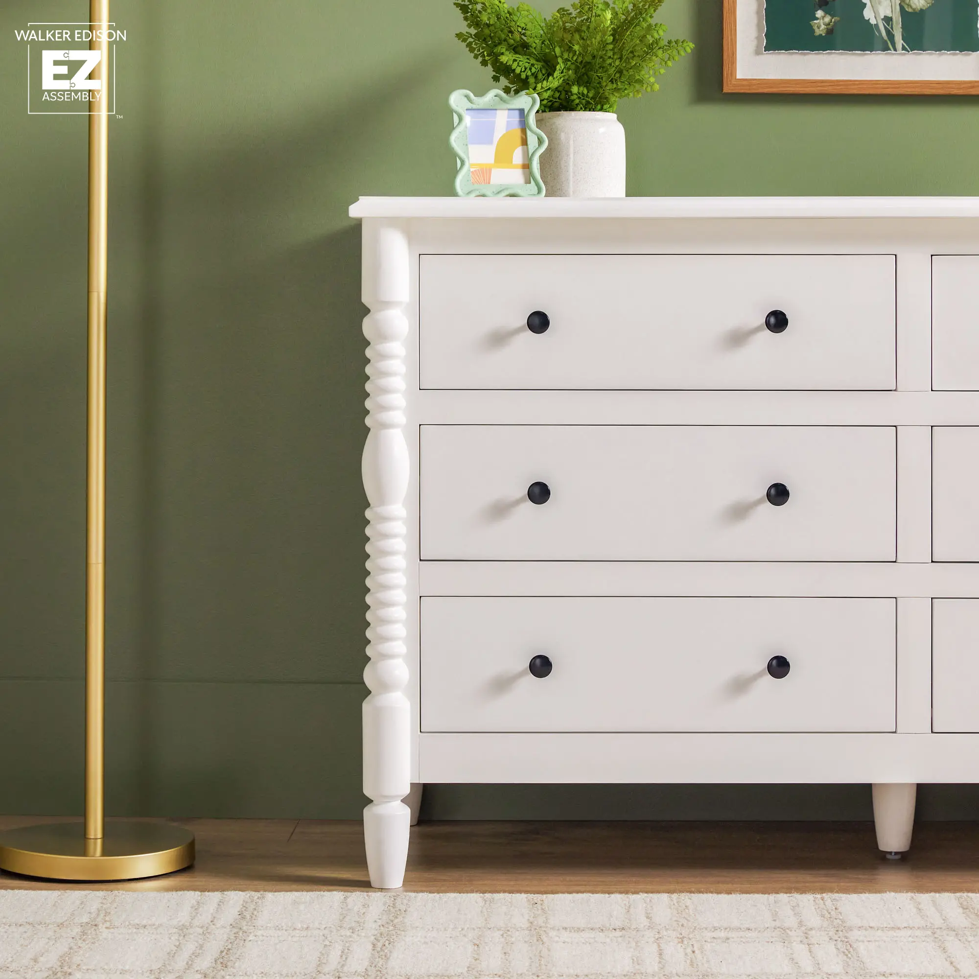 WEVIV026D2WH1 Vivienne White Wood Spindle 6-Drawer Dresser-4
