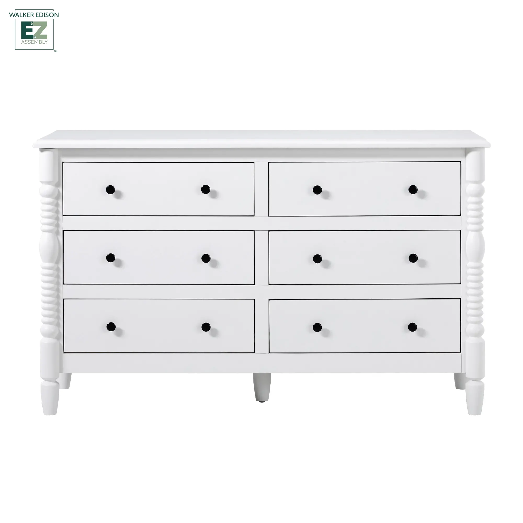 WEVIV026D2WH1 Vivienne White Wood Spindle 6-Drawer Dresser-1
