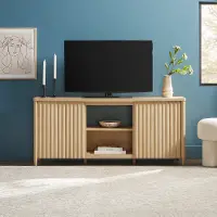 WEFLN21584CO1 Flynn Coastal Oak 58  Reeded TV Stand