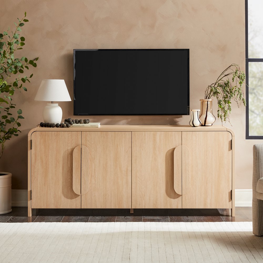 Chantelle Coastal Oak 70" Curved TV Stand