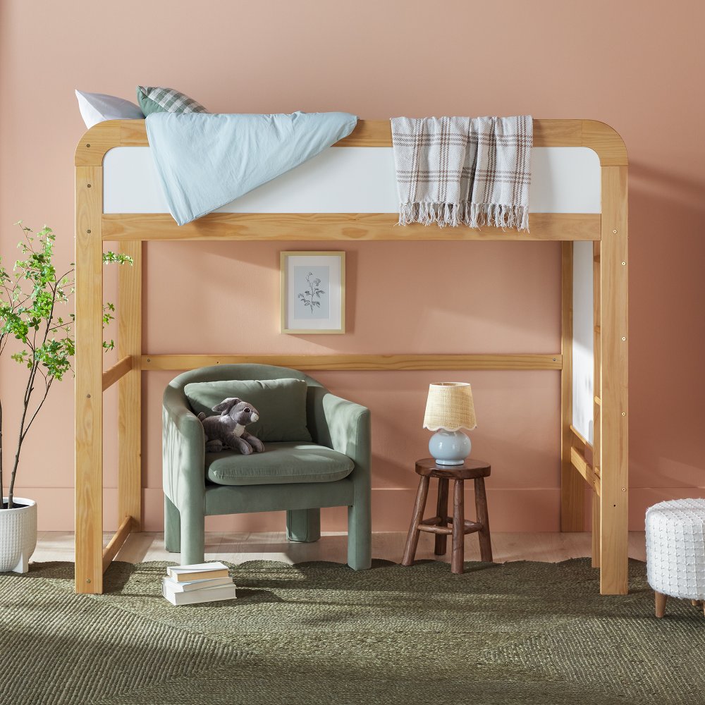 Adyn Natural Pine Twin Loft Bed with Ladder
