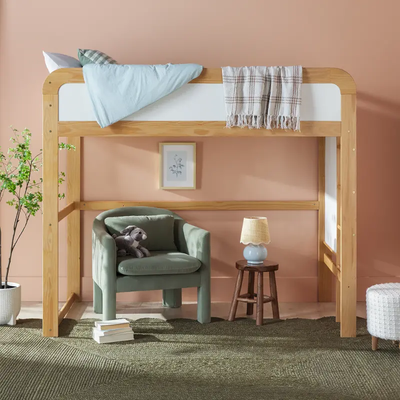 Adyn Natural Pine Twin Loft Bed with Ladder