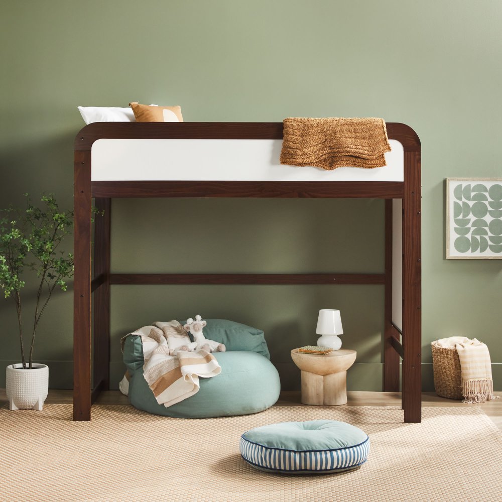 Adyn Walnut Twin Loft Bed with Ladder