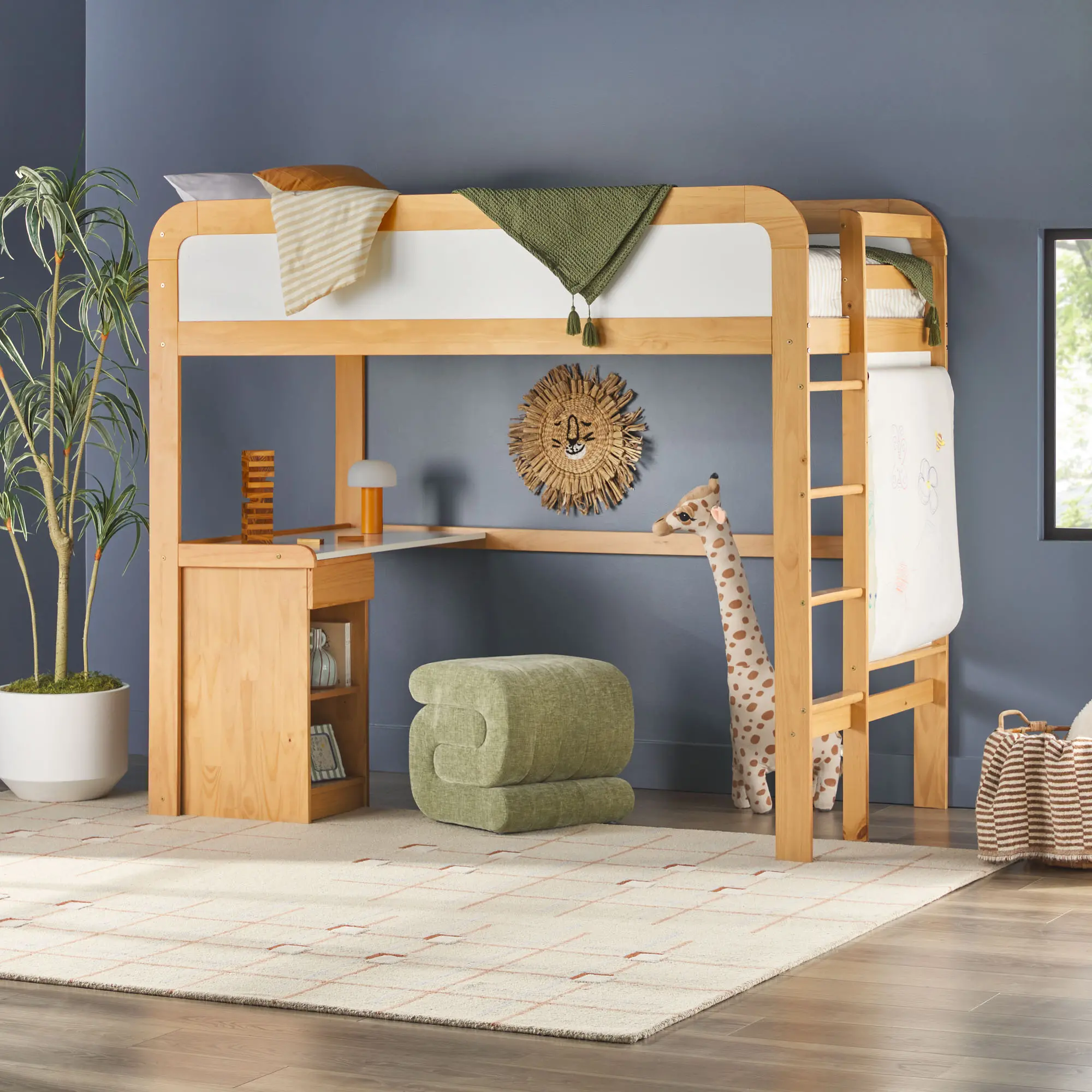 WEADN05LD2NP1 Adyn Natural Pine Twin Loft Bed with Desk-3