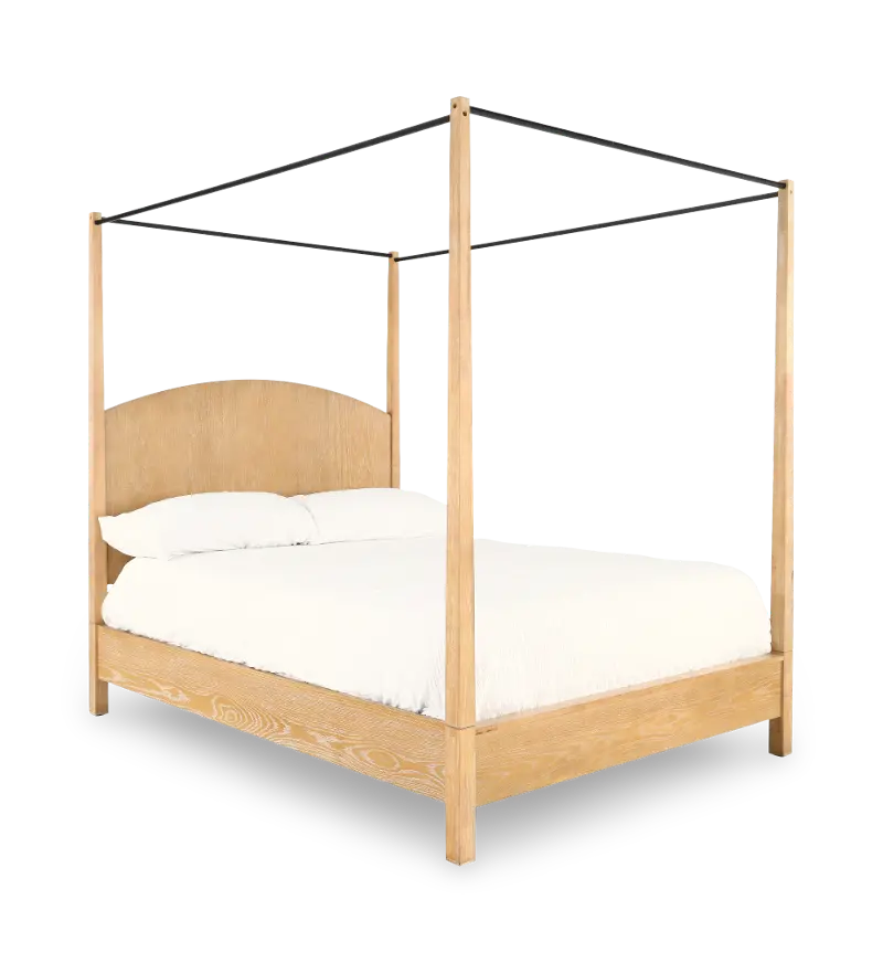 Sycamore Light Oak Queen Canopy Bed