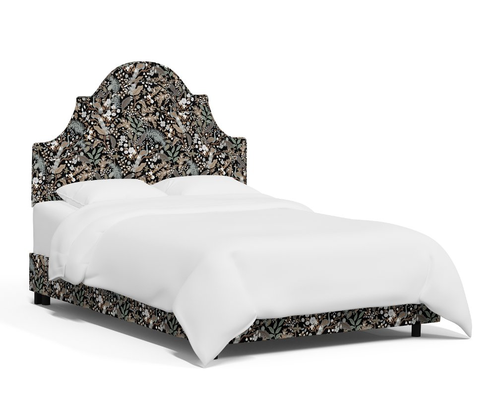Rifle Paper Co Belmont Peacock Black Queen Bed