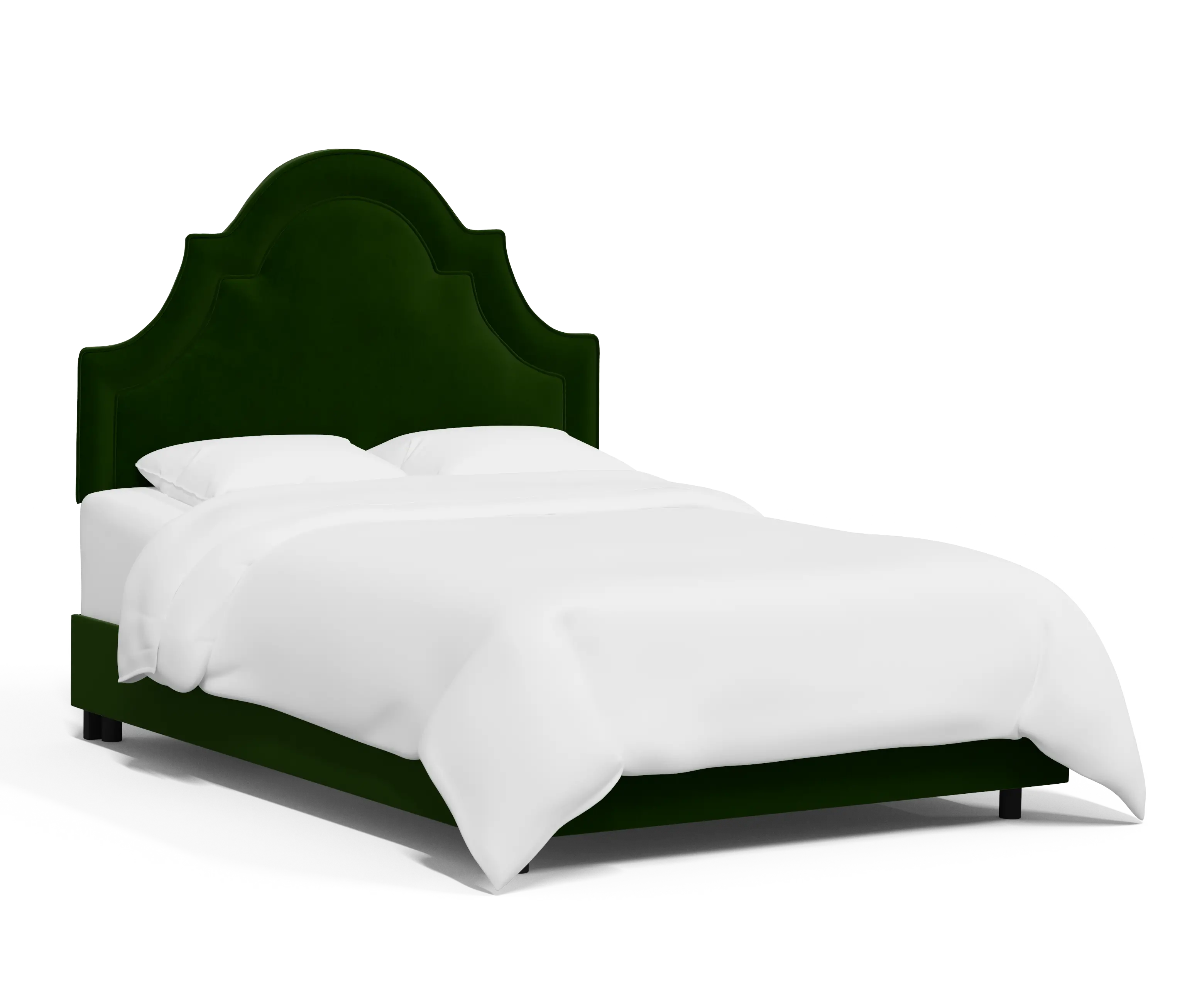 RPC182BEDTTNEMR Rifle Paper Co Belmont Titan Emerald Velvet Queen Bed-1