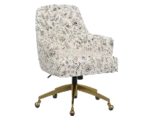 RPC78-9GLDRPCAVBLKCRMLCB Rifle Paper Co Yvette Aviary Black and Cream Office Chair with Gold Base
