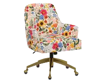 RPC78-9GLDRPCBLSBLSLCB Rifle Paper Co Yvette Blossom Blush Office Chair with Gold Base
