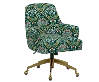 RPC78-9GLDRPCBREMRLCB Rifle Paper Co Yvette Bramble Emerald Office Chair with Gold Base