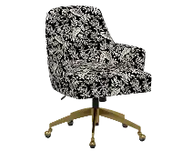 RPC78-9GLDRPCCNBLCRMLCB Rifle Paper Co Yvette Canopy Black and Cream Office Chair with Gold Base