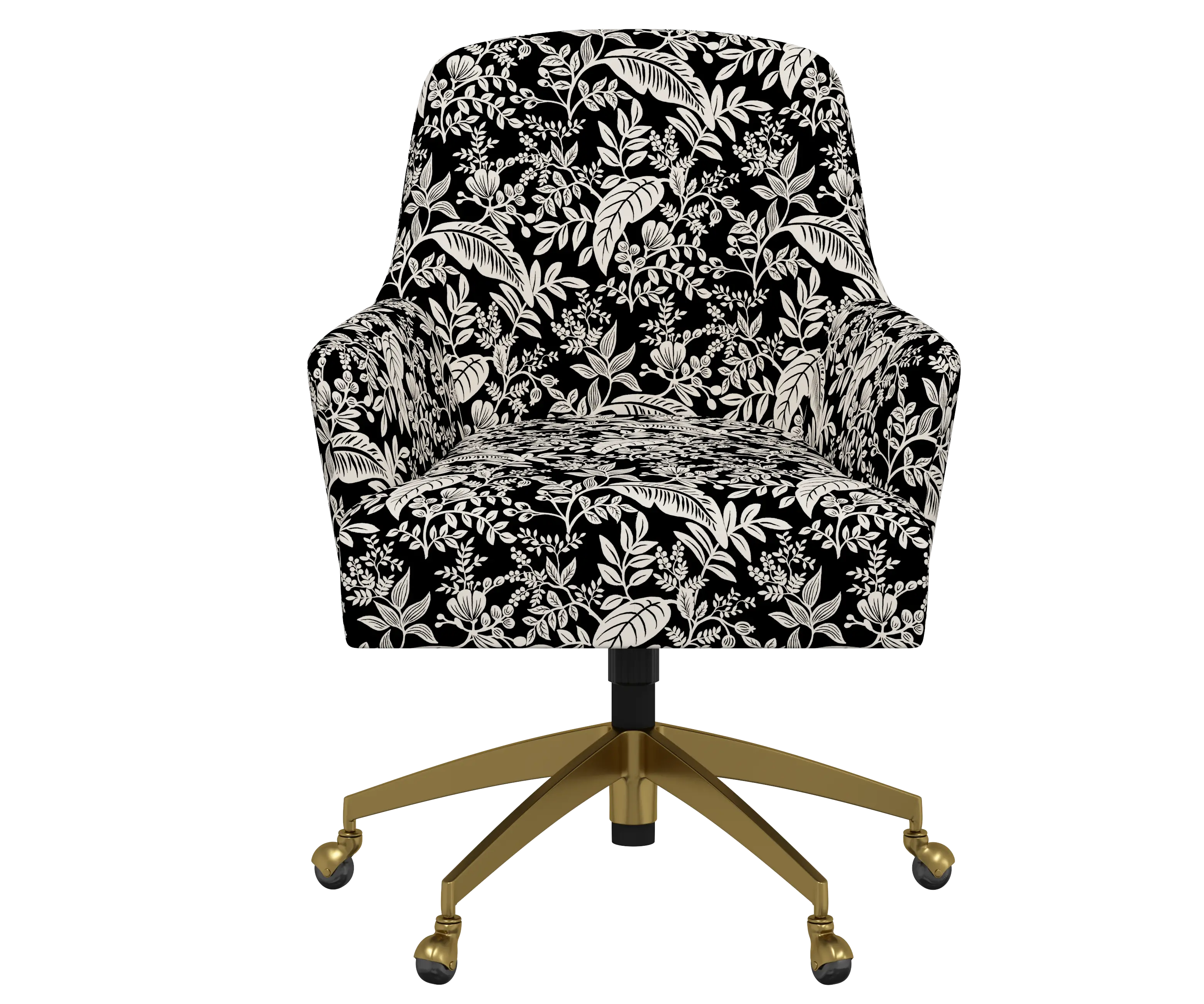 RPC78-9GLDRPCCNBLCRMLCB Rifle Paper Co Yvette Canopy Black and Cream Office Chair with Gold Base-1