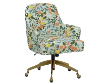 RPC78-9GLDRPCCTGRMNLCB Rifle Paper Co Yvette Citrus Grove Mint Office Chair with Gold Base