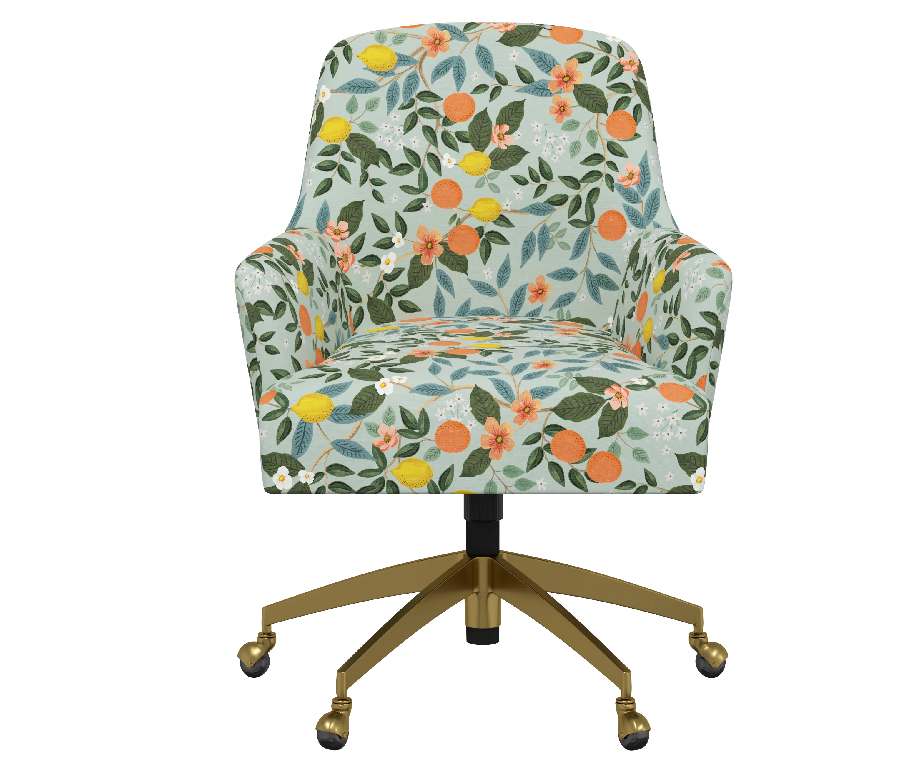 RPC78-9GLDRPCCTGRMNLCB Rifle Paper Co Yvette Citrus Grove Mint Office Chair with Gold Base-1