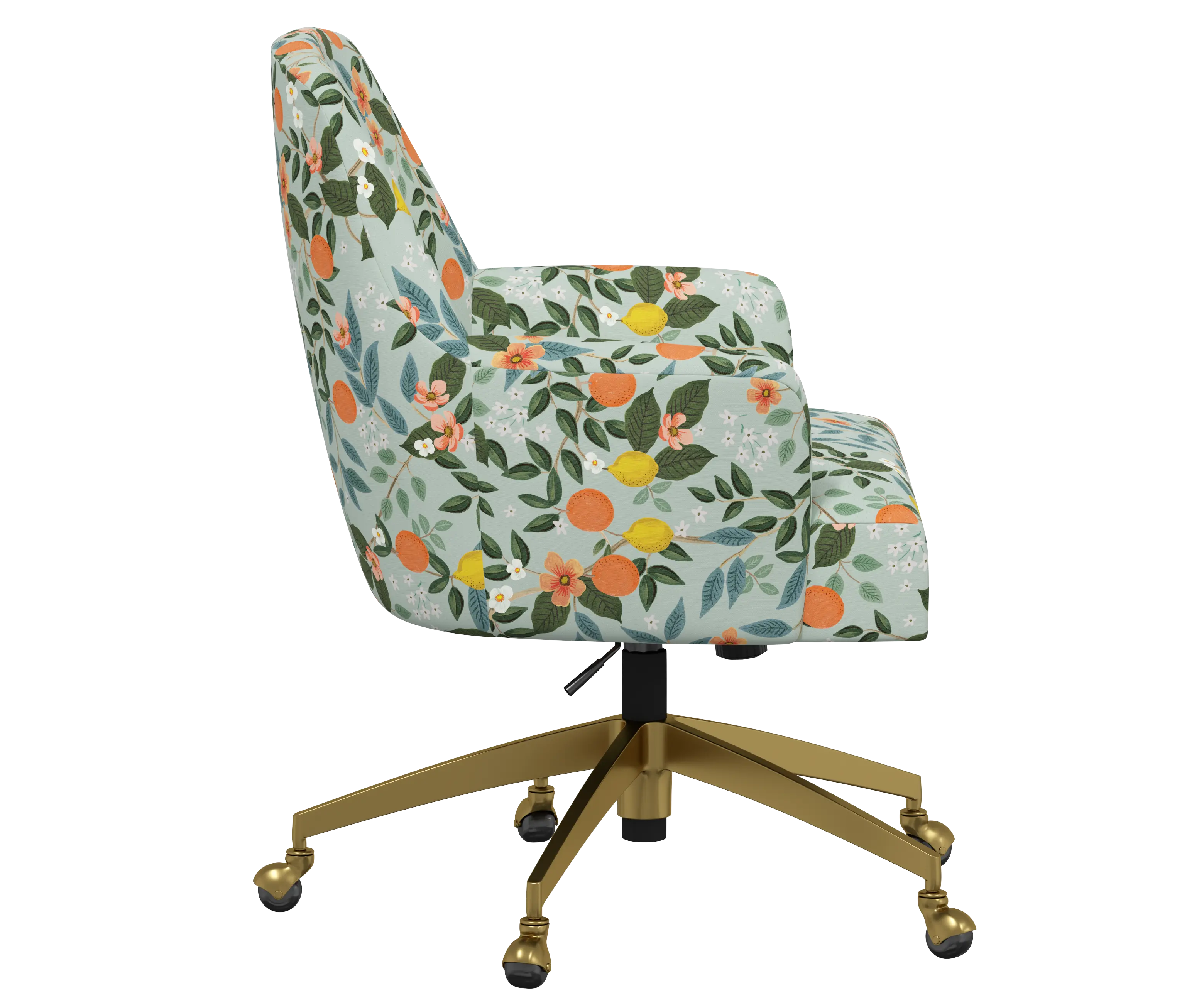 RPC78-9GLDRPCCTGRMNLCB Rifle Paper Co Yvette Citrus Grove Mint Office Chair with Gold Base-3