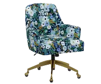 RPC78-9GLDRPCGRPRBLULCB Rifle Paper Co Yvette Garden Party Blue Office Chair with Gold Base